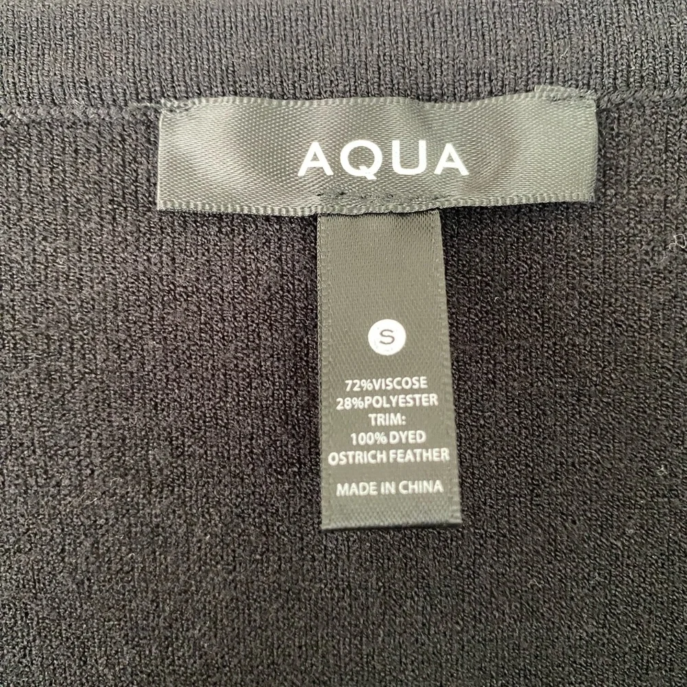 NWOT Aqua Black Cardigan with Feather Trim - Picture 4 of 6